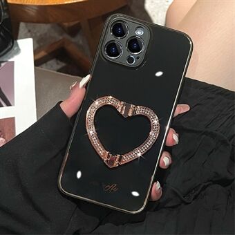 Anti-val telefoonhoes voor iPhone 14 Pro Max TPU + acryl schokbestendige hoes met strass versierde hartvorm Kickstand telefoonhoes