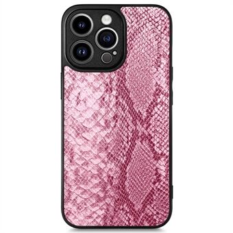 Voor iPhone 14 Pro Max Precise Cutout Phone Case Snake Texture PU Leather Coated TPU Back Cover