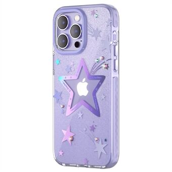 KINGXBAR Sparkle Glitters beschermhoes voor iPhone 14 Pro Max schokbestendige anti-drop cover harde pc + PET IMD anti-gele telefoonhoes met strass-decoratie