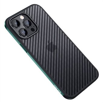 SULADA Luxe Serie Voor iPhone 14 Pro Max Metalen Frame + TPU Telefoon Drop-proof Case Carbon Fiber Textuur beschermende Back Cover