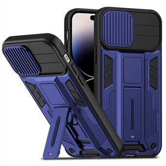 Voor iPhone 14 Pro Max Onzichtbare Kickstand Shockproof Phone Case Hard PC Soft TPU Rugged Cover met Slide Camera Protector