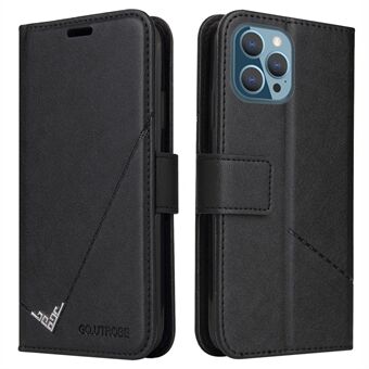 UTROBE Voor iPhone 14 Pro Max PU Leather Wallet Case Rechthoekige Metalen Decor Folio Flip Opvouwbare Stand Telefoon Cover
