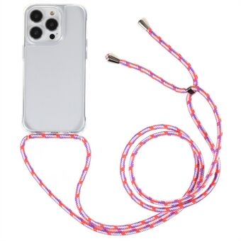 Doorzichtige telefoonhoes voor iPhone 14 Pro Max, TPU + acryl anti-val telefoonhoes met draagkoord