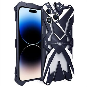 Voor iPhone 14 Pro Max Armor metalen telefoonhoesje Robuuste schokbestendige telefoonhoes - zwart