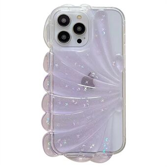 Voor iPhone 14 Pro Max Sparkly Star Epoxy Telefoonhoes Soft TPU Leuke 3D Sea Shell Antislip Cover