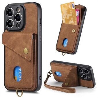 Kaarthouder Kickstand Case voor iPhone 14 Pro Max, PU-leer gecoate pc + TPU-telefoonhoes