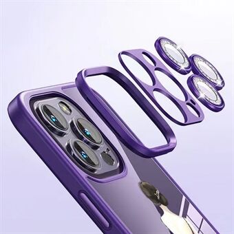 Voor iPhone 14 Pro Max Telefoonhoesje Beauty Pattern Printing TPU + gehard glazen hoes met glitterlensbeschermer