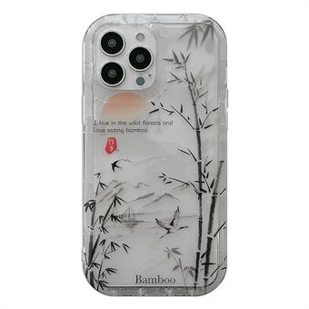Voor iPhone 14 Pro Max Bamboo Forest Ink Painting TPU Cover Transparant telefoonhoesje