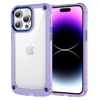 Voor iPhone 14 Pro Max Drop-proof telefoonhoes Skin-touch PC + TPU Clear Cover met aluminium lensframe