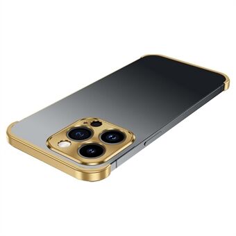 Bumpertelefoonhoes zonder achterkant voor iPhone 14 Pro Max, CD Veins aluminiumlegering + glazen lensbeschermer telefoonhoes