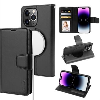 HANMAN Mini-serie voor iPhone 14 Pro Max telefoonhoes compatibel met MagSafe PU lederen portemonnee Stand cover