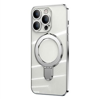 Voor iPhone 14 Pro Max Helder telefoonhoesje TPU + acryl standaard magnetische hoes met cameralensfilm