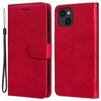 KT Leather Series-2 PU Leren Stand Case voor iPhone 15 , volledige bescherming telefoonhoes met effen kleur portemonnee.