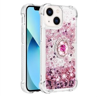 YB Quicksand Series-7 voor iPhone 15 Glitter Sparkle Shockproof Cover Ring Kickstand TPU Telefoonhoesje