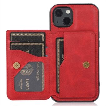 Voor iPhone 15 Schokbestendige Back Card Bag Telefoonhoesje PU-leer + TPU Kickstand Telefoonhoes