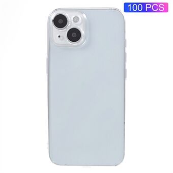 100 stuks voor iPhone 15 slim-fit doorzichtige plastic mobiele telefoonhoes harde telefoonhoes HD transparante behuizing