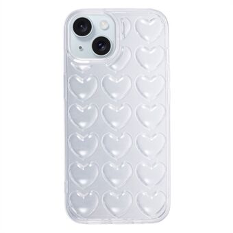 Voor iPhone 15 schokbestendige mobiele telefoon beschermhoes 3D liefdes hart zachte TPU achterkant hoesje.
