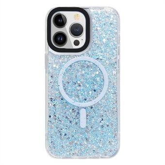Voor iPhone 15 Glitter TPU + Acrylic Telefoonhoesje compatibel met MagSafe Schokbestendige Achterkant