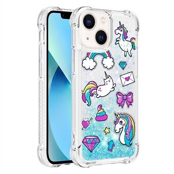 YB Quicksand Serie-2 voor iPhone 15 Plus Bewegende Glitter Telefoonhoesje TPU Patroonprint Cover.