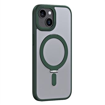 Kickstand Magnetische Hoesje voor iPhone 15 Plus, Schokbestendig TPU+Matte Acryl Telefoonhoes