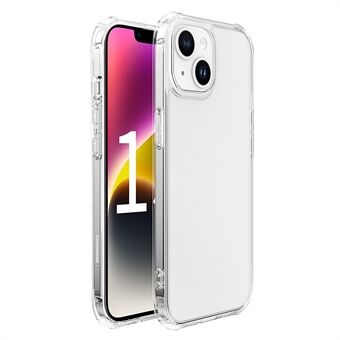 LEEU DESIGN Voor iPhone 15 Plus 6D Stereogeluidsgaten Telefoonhoesje Transparant Gehard Glas + TPU Beschermhoes