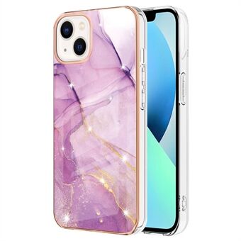 YB IMD-serie 2 voor iPhone 15 Plus Electroplated Marble Pattern Phone Case, IMD TPU Antikras Hoesje.