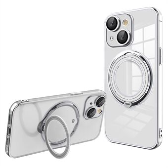 Magnetische telefoonhoes voor iPhone 15 Plus, Ring Standaard PC+TPU Cover compatibel met MagSafe