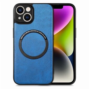 Voor iPhone 15 Plus Solid Color Phone Case PU Lederen beklede PC+TPU-hoes Compatibel met MagSafe