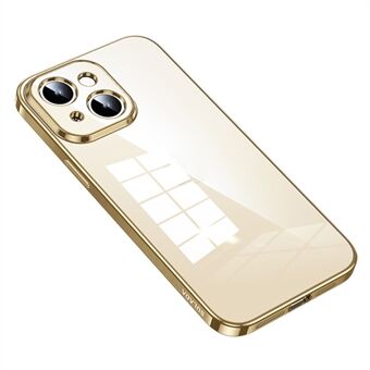 SULADA voor iPhone 15 Plus stoothelveilige elektroplating-rechte rand transparante telefoonhoes TPU-cover