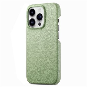 Achterkant Case voor iPhone 15 Pro, anti-vingerafdruk, effen kleur, Litchi-textuur, PU-leren gecoate PC-telefoonhoes.