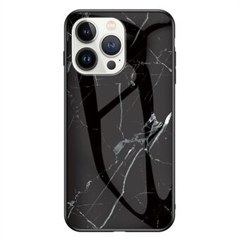 Achterkant voor iPhone 15 Pro, marmerpatroon, gehard glas + PC + TPU, telefoonhoesje tegen krassen.