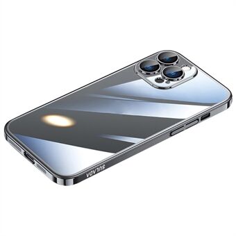 SULADA JINGJIA-serie Transparante telefoonhoes voor iPhone 15 Pro Gehard glazen lensfolie, electroplating hard PC-hoesje - Zwart