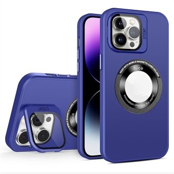 PC + TPU + Glazen Film Schokbestendige hoes voor iPhone 15 Pro Compatibel met MagSafe Lens Kickstand Telefoonhoes