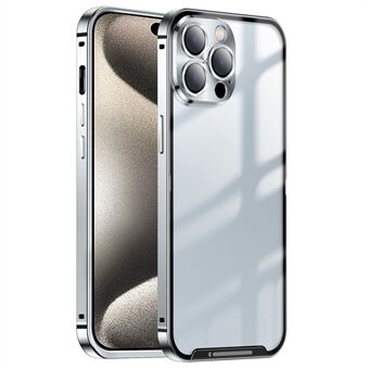Voor iPhone 15 Pro Anti-Val Telefoonhoesje Aluminiumlegering Frame Matte Cover met Lensbeschermer.