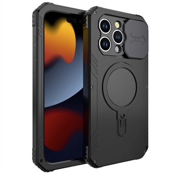 Camera Slider Anti-drop Telefoonhoesje voor iPhone 15 Pro Max Metalen + Siliconen Cover met Gehard Glas Film Compatibel met MagSafe