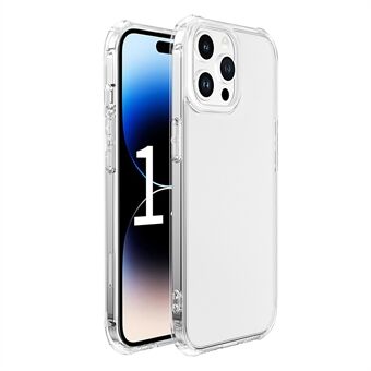 LEEU DESIGN Voor iPhone 15 Pro Max Transparante Cover met Gehard Glas Achterkant + TPU Telefoonhoes met 6D Stereo Geluidsgaten