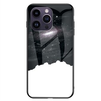 Gehard glazen telefoonhoesje voor iPhone 15 Pro Max, met sterrenhemel patroon, PC+TPU achterkant