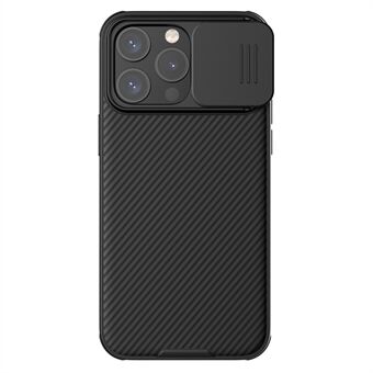 NILLKIN CamShield Pro hoesje voor iPhone 15 Pro Max. Anti-val telefoonhoesje met camera lens bescherming. Gemaakt van PC+TPU materiaal en voorzien van magnetische cover.