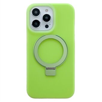 Voor iPhone 15 Pro Max Compatibel met MagSafe Schokbestendige Telefoonhoes Vloeibare Siliconen+PC Cover met Kickstand