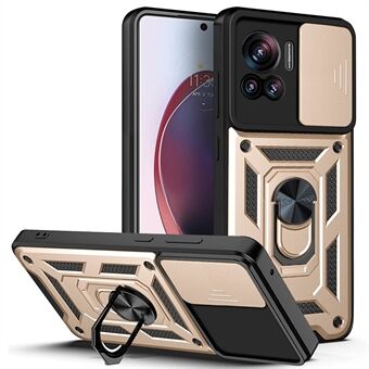PC + TPU Telefoon Cover Voor Motorola Moto X30 Pro 5G / Edge 30 Ultra 5G Ring Kickstand Anti-val Telefoon Case met Slide Camera Deksel