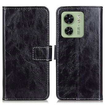 Voor Motorola Edge 40 5G Leather Wallet Stand Phone Case Retro Crazy Horse Texture Shell