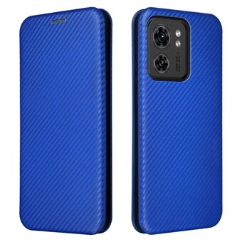 Voor Motorola Edge 40 5G PU Leather Carbon Fiber Texture Cover Stand Card Holders Magnetic Closure Phone Case