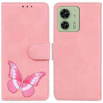 Voor Motorola Edge 40 5G PU-leer met vlinderprint Hoes Stand Wallet Skin-touch telefoonhoes