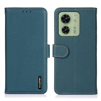 KHAZNEH Voor Motorola Edge 40 5G Litchi Textuur Stand Telefoon Cover Echt Koe Lederen Portemonnee Case