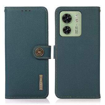 KHAZNEH Voor Motorola Edge 40 5G RFID Blocking Wallet Mobiele Telefoon Case Drop Bescherming Echt Koe Lederen Stand telefoon Cover