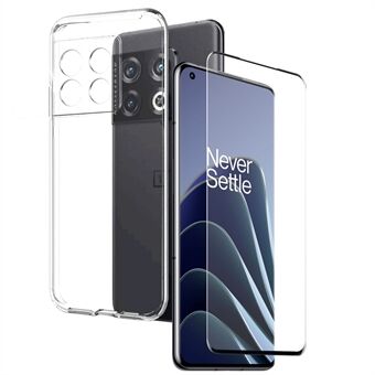 NORTHJO Voor OnePlus 10 Pro 5G Telefoon TPU Case Beschermhoes + Gehard Glas Screenprotector - Transparant