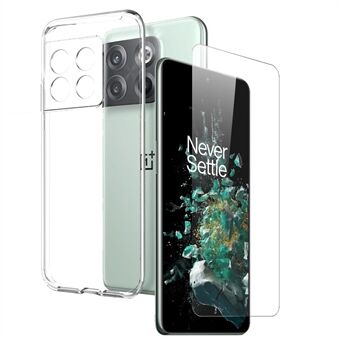 NORTHJO Voor OnePlus 10T 5G / ACE Pro 5G TPU Case Telefoonhoes + HD Helder Gehard Glas Screenprotector - Transparant