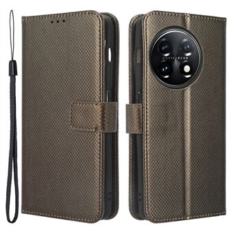 Voor OnePlus 11 5G PU lederen mobiele telefoonhoes Diamond Texture Flip Wallet Stand Volledige bescherming telefoonhoes