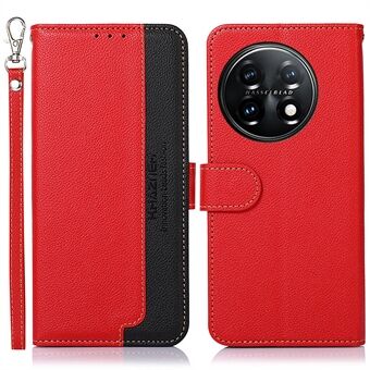 KHAZNEH Voor OnePlus 11 5G Litchi Textuur TPU + PU Lederen Telefoonhoesje RFID Blokkeren Flip Stand Wallet Cover