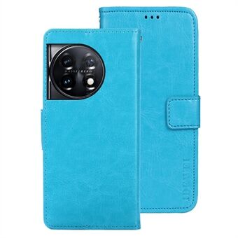 IDEWEI voor OnePlus 11 5G Stand Crazy Horse textuur portemonnee cover anti- Scratch PU lederen telefoon flip case